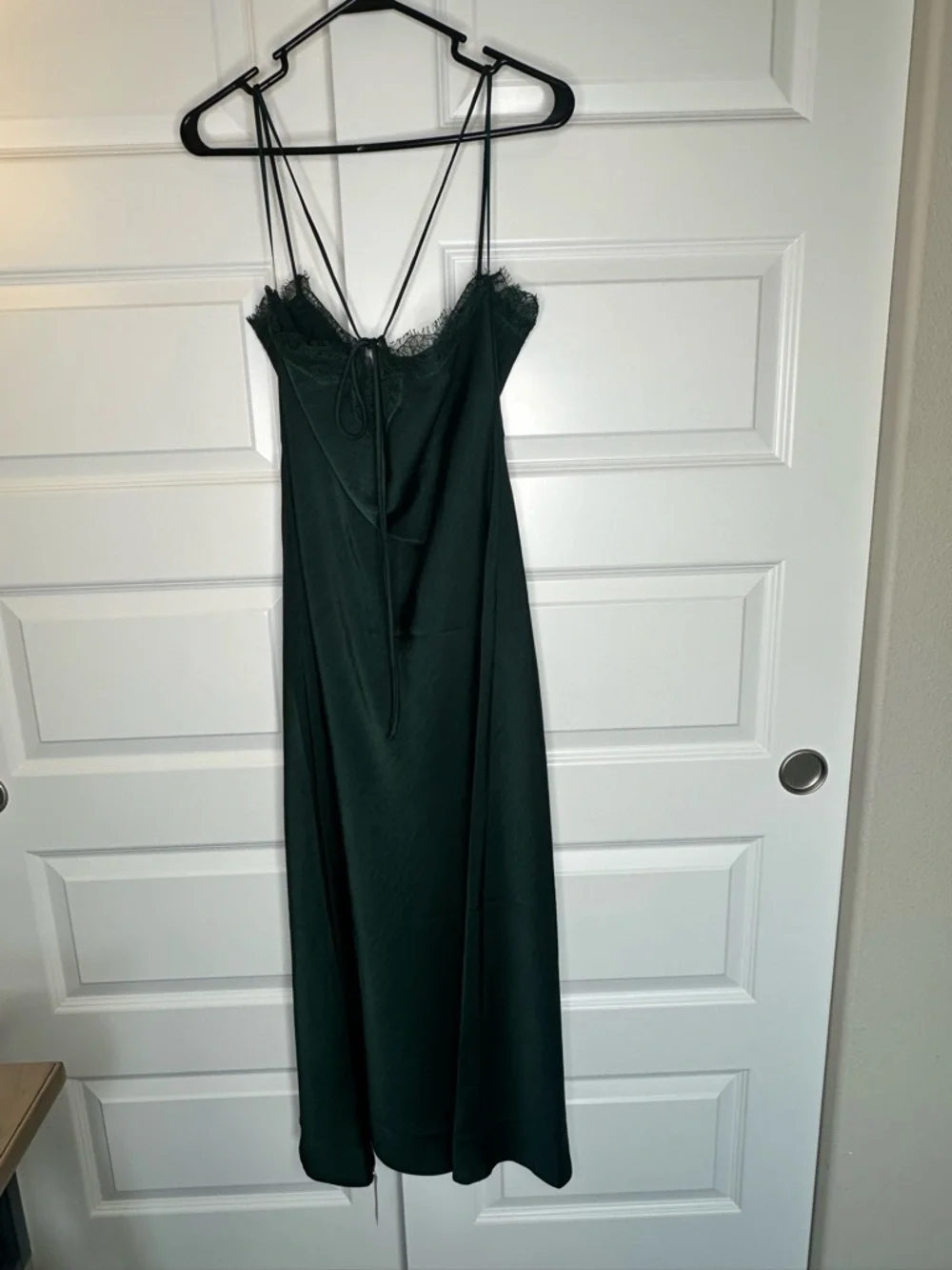 Z SUPPLY After Hours Garland Green Satin Midi Dress | Size Large | NWT